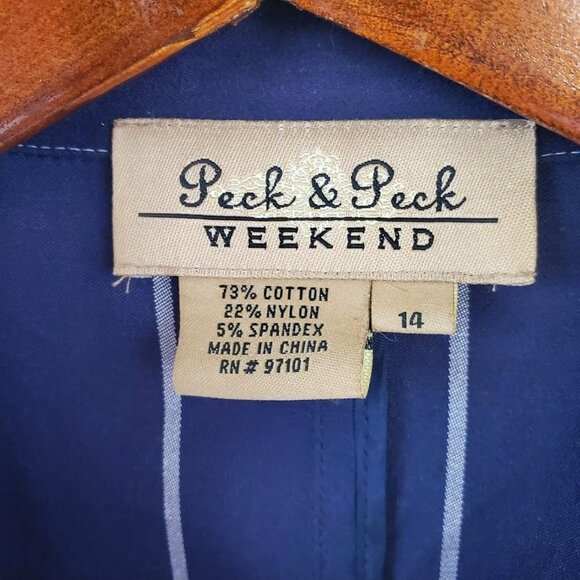 Peck & Peck Vintage Preppy Pinstripe Blazer & Trousers Set | 70s Nautical Glam S - Picture 2 of 9